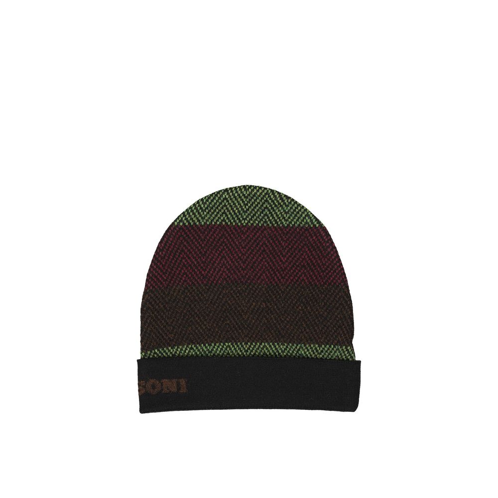 Missoni Black Wool Beanie 1728,75611013280,Accessories,Beanie - Hats - Accessories,Black,Hats - Accessories,Men,Missoni,New with tags,UNI