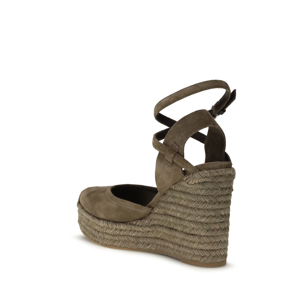 Brunello Cucinelli Beige Calf Leather Bos Taurus Espadrilles