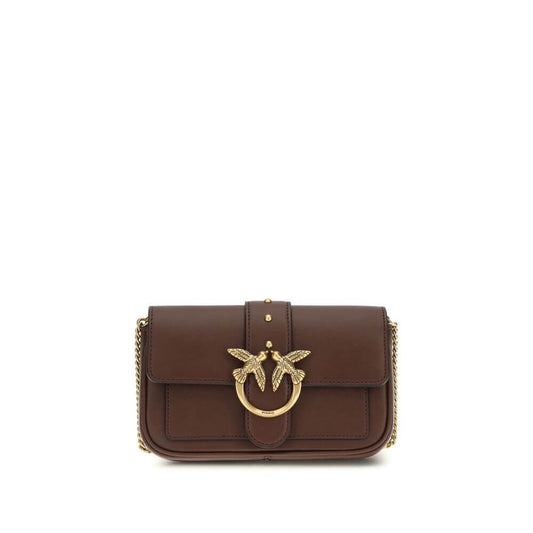 PINKO Brown Calf Leather Bos Taurus Shoulder Bag 1728,72470364320,Bags,Brown,New with tags,PINKO,Shoulder Bags - Bags,Women