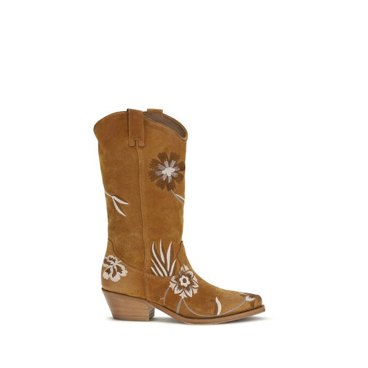 P.A.R.O.S.H. Brown Calf Leather Bos Taurus Ankle Boots