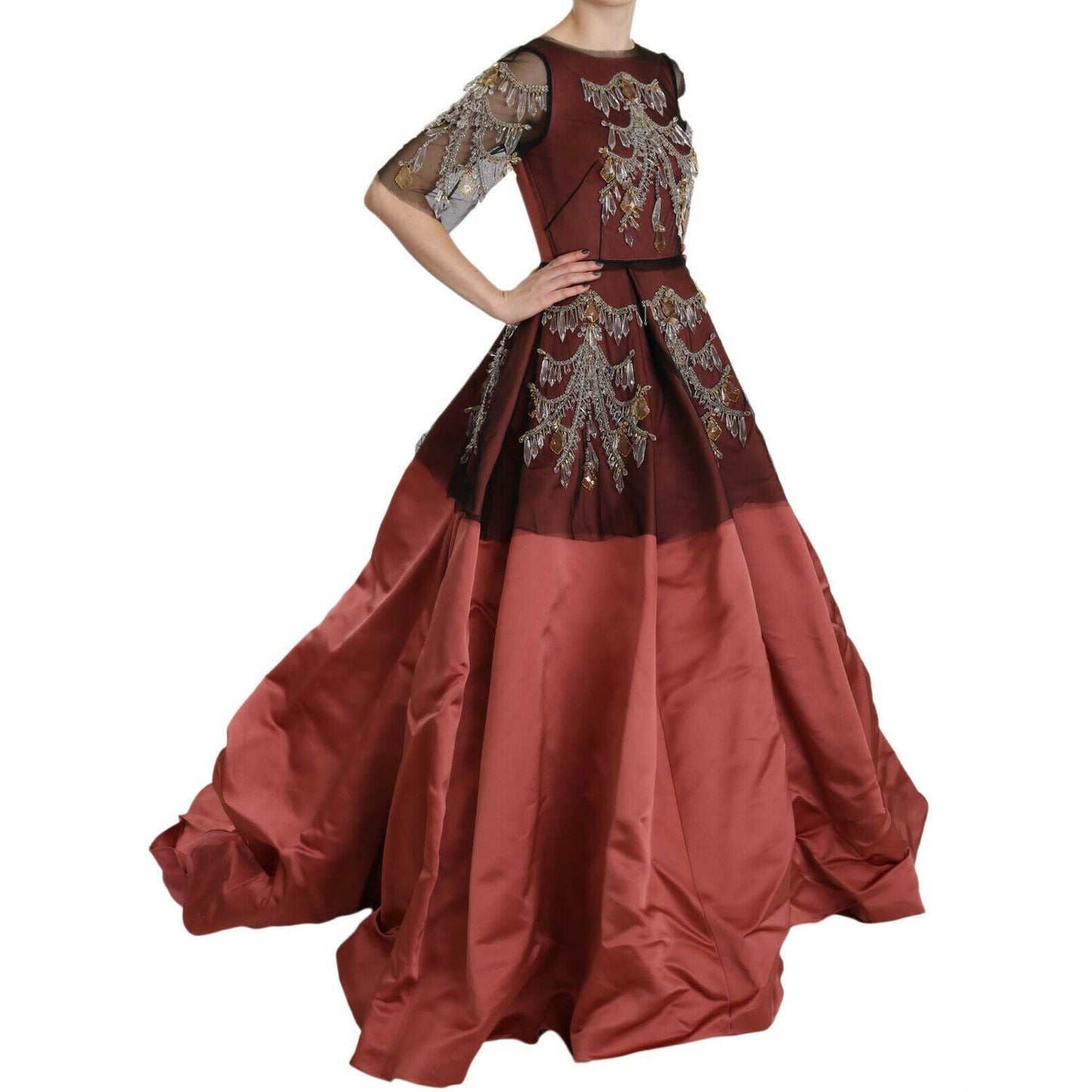 Dolce & Gabbana Crystal Chandelier Silk Princess Gown Dress