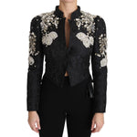 Dolce & Gabbana Black Jacquard Crystal Floral Jacket