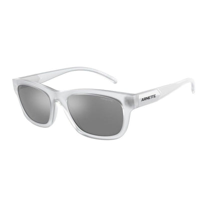 Arnette White Resin Sunglasses with grey lenses, model AN4284-27616G, featuring 54/18/145mm dimensions, Category 3 protection.