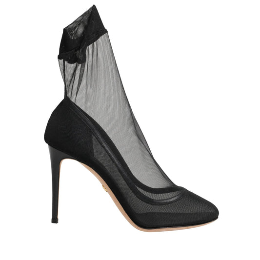 Dolce & Gabbana Black Nylon Stretch Mesh Sock Boots Shoes
