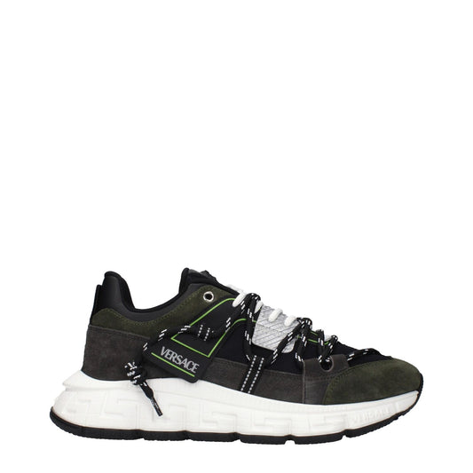 Versace Gray Leather Sneakers