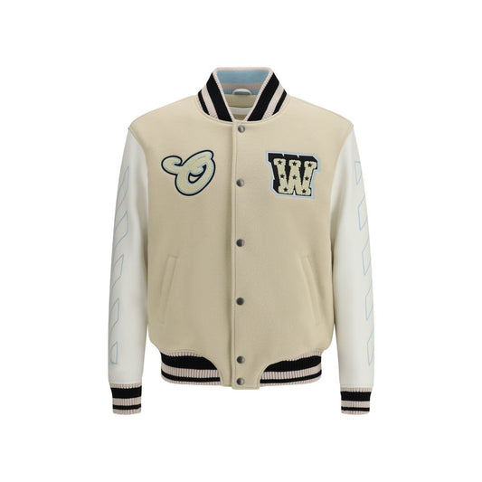 Off-White Beige Wool Bomber 1728,72470364320,Beige,Bombers - Jackets & Coats - Clothing,Clothing,IT48 | M,Jackets & Coats - Clothing,Men,New with tags,Off-White