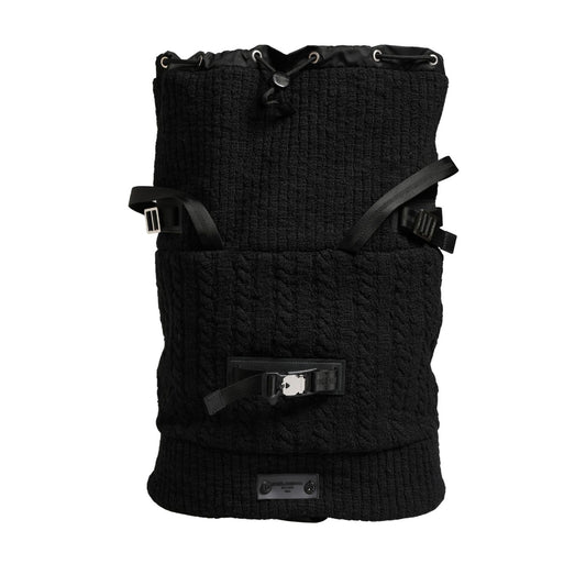 Dolce & Gabbana Black Tricot Wool Blend Duffel Backpack Travel Borse Bag