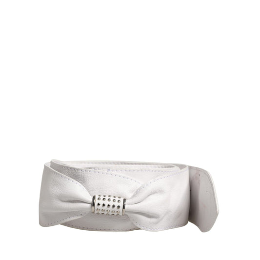 Orciani Women White Leather Embellished Wide Waist Cintura Belt