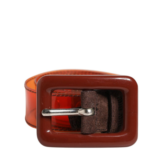 Miu Miu Orange PVC Waist Women Cintura Square Buckle Belt 1728,67345645728,85 cm / 34 Inches,90 cm / 36 Inches,Accessories,Belts - Accessories,Material: PVC,Miu Miu,New with tags,Orange,Regular Belts - Belts - Accessories,Women