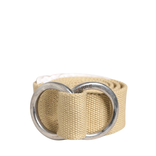 GF Ferre Men Beige Canvas Silver Metal Buckle Cintura Belt 110 cm / 44 Inches,1728,67345645728,Accessories,Beige,Belts - Accessories,GF Ferre,Material: Canvas,Men,New with tags,Regular Belts - Belts - Accessories