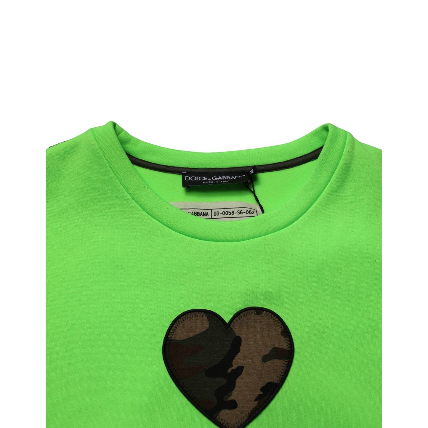 Dolce & Gabbana Green Patchwork Heart Men Sweatshirt Sweater
