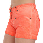 PLEIN SUD Orange Mid Waist Cotton Denim Mini Shorts