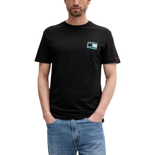 Tommy Hilfiger Jeans Black Recycled Cotton T-Shirt 1728,71956299936,Black,Clothing,IT44 | S,IT46 | M,IT48 | L,IT52 | XL,Men,New with tags,T-Shirts - Clothing,Tommy Hilfiger Jeans