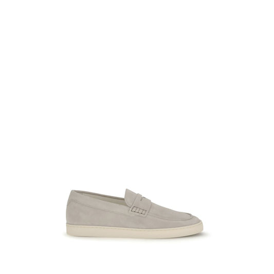 Brunello Cucinelli Beige Calf Leather Bos Taurus Slip-On Loafers