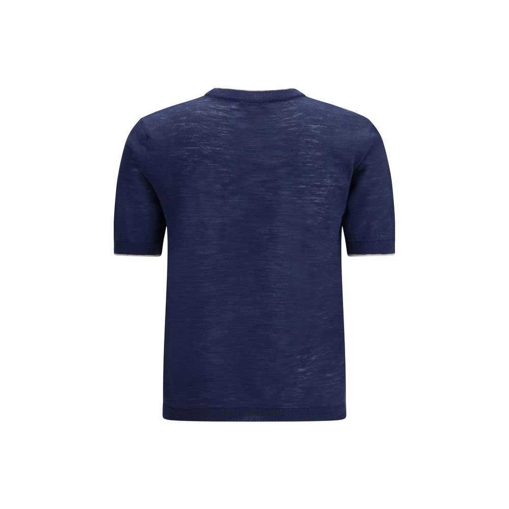 Brooksfield Blue Linen Shortsleeve Shirt