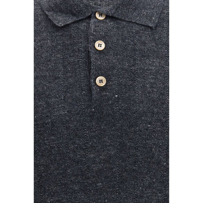 Brunello Cucinelli Gray Cotton Polo Shirt