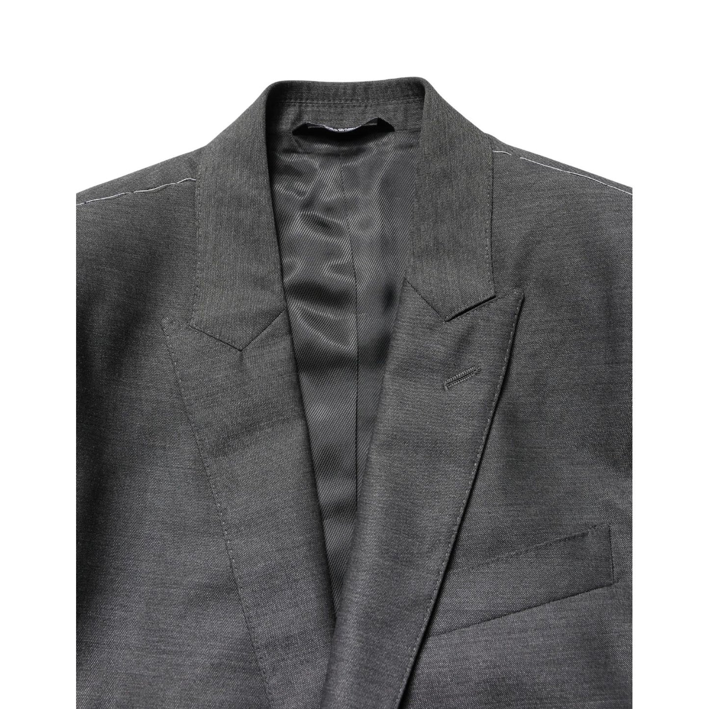 Dolce & Gabbana Dark Gray Wool Slim Fit Coat Jacket Blazer