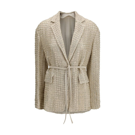 Brunello Cucinelli Beige Silk Coat 1728,72470364320,Beige,Brunello Cucinelli,Clothing,Coats - Jackets & Coats - Clothing,IT40 | M,Jackets & Coats - Clothing,New with tags,Women