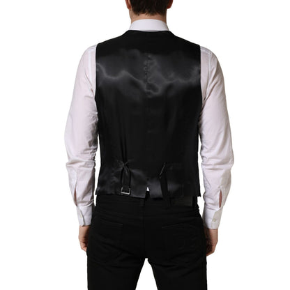 Dolce & Gabbana Black Wool Single Breasted Waistcoat Vest