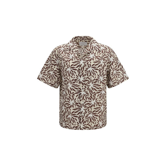 Prada Brown Cotton Pattern Shirt 1728,72470364320,Brown,Clothing,Men,New with tags,Pattern - Shirts - Clothing,Prada,Shirts - Clothing,XL