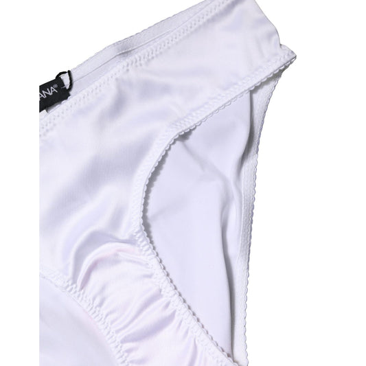 Dolce & Gabbana White Silk Stretch Mid Waist Brief Panty Underwear