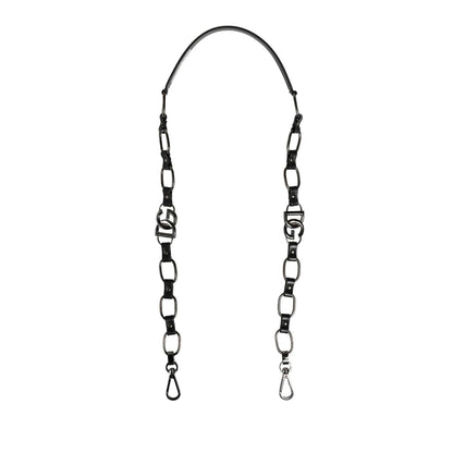 Dolce & Gabbana Black Leather Silver Chain Bag Accessory Shoulder Strap