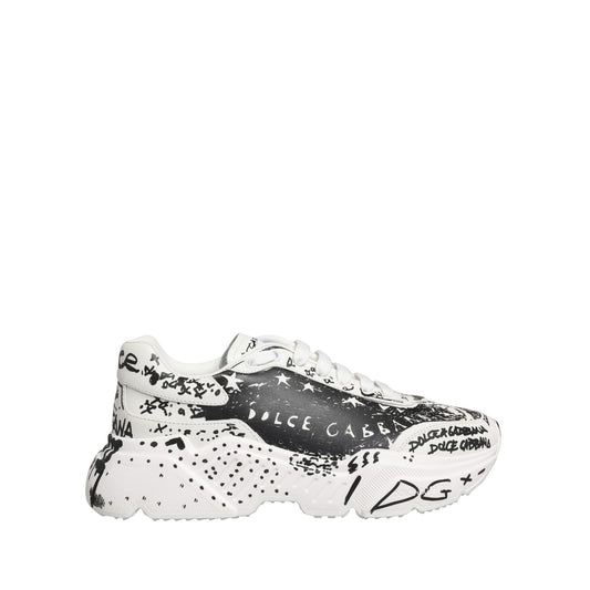 Dolce & Gabbana White Daymaster Graffiti Low Top Sneakers Shoes