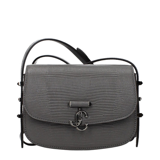 Jimmy Choo Gray Leather Shoulder Bag
