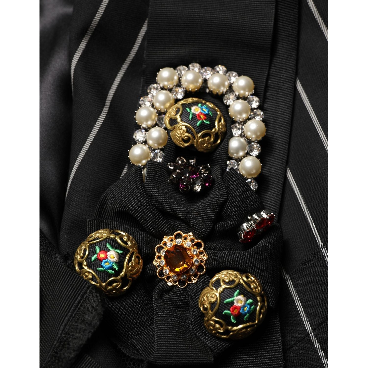 Dolce & Gabbana Black Stripe Double-Breasted Blazer Jacket