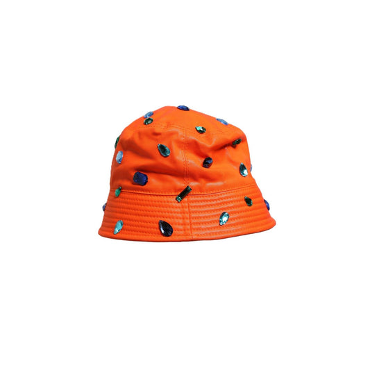 Dolce & Gabbana Orange Crystal Embellished Bucket Fisherman Cap Hat