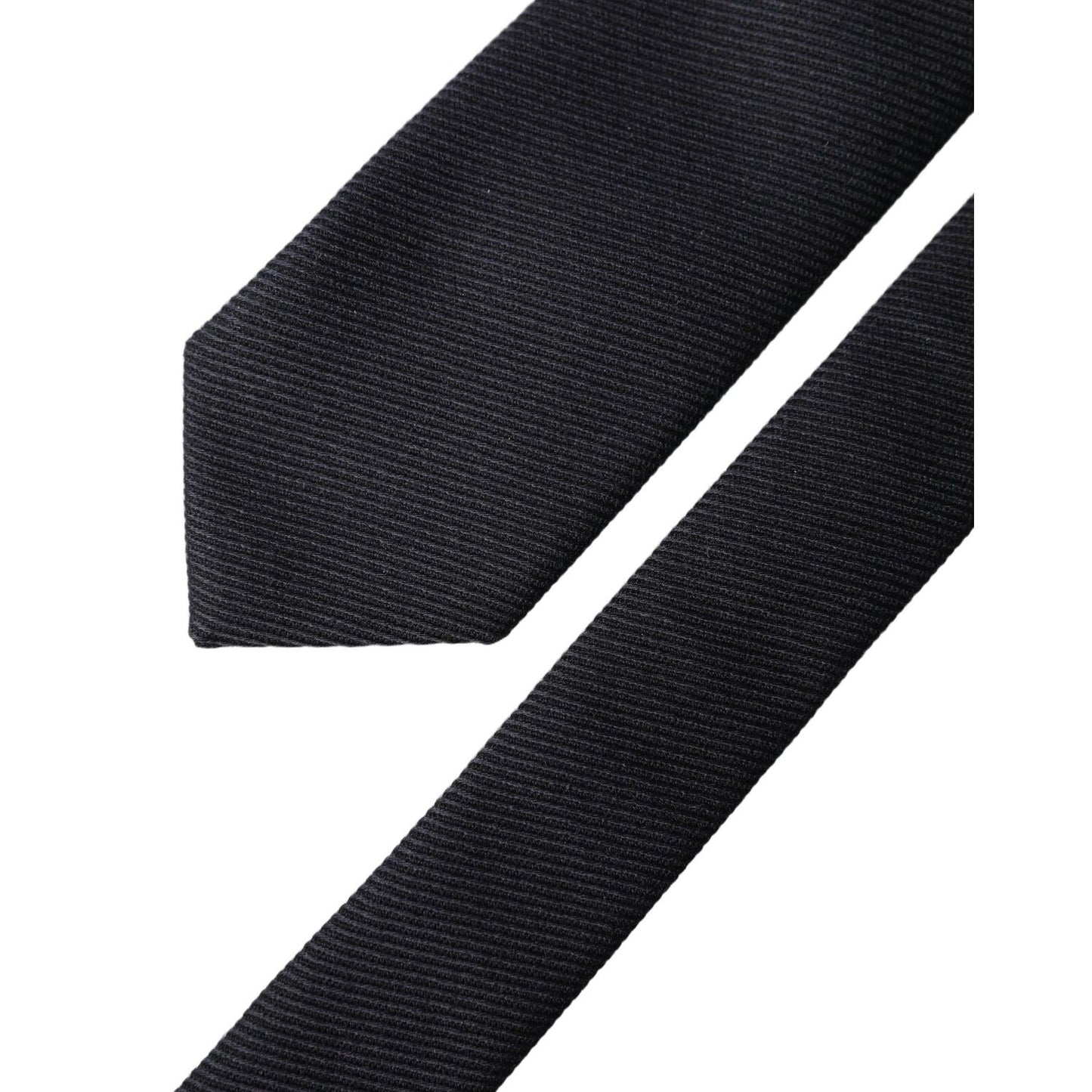 Dolce & Gabbana Dark Blue Solid 100% Silk Adjustable Men Tied Necktie Tie