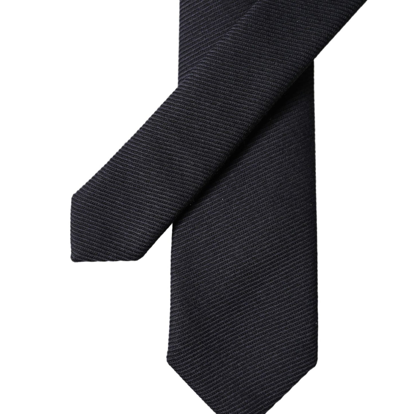 Dolce & Gabbana Dark Blue Solid 100% Silk Adjustable Men Tied Necktie Tie