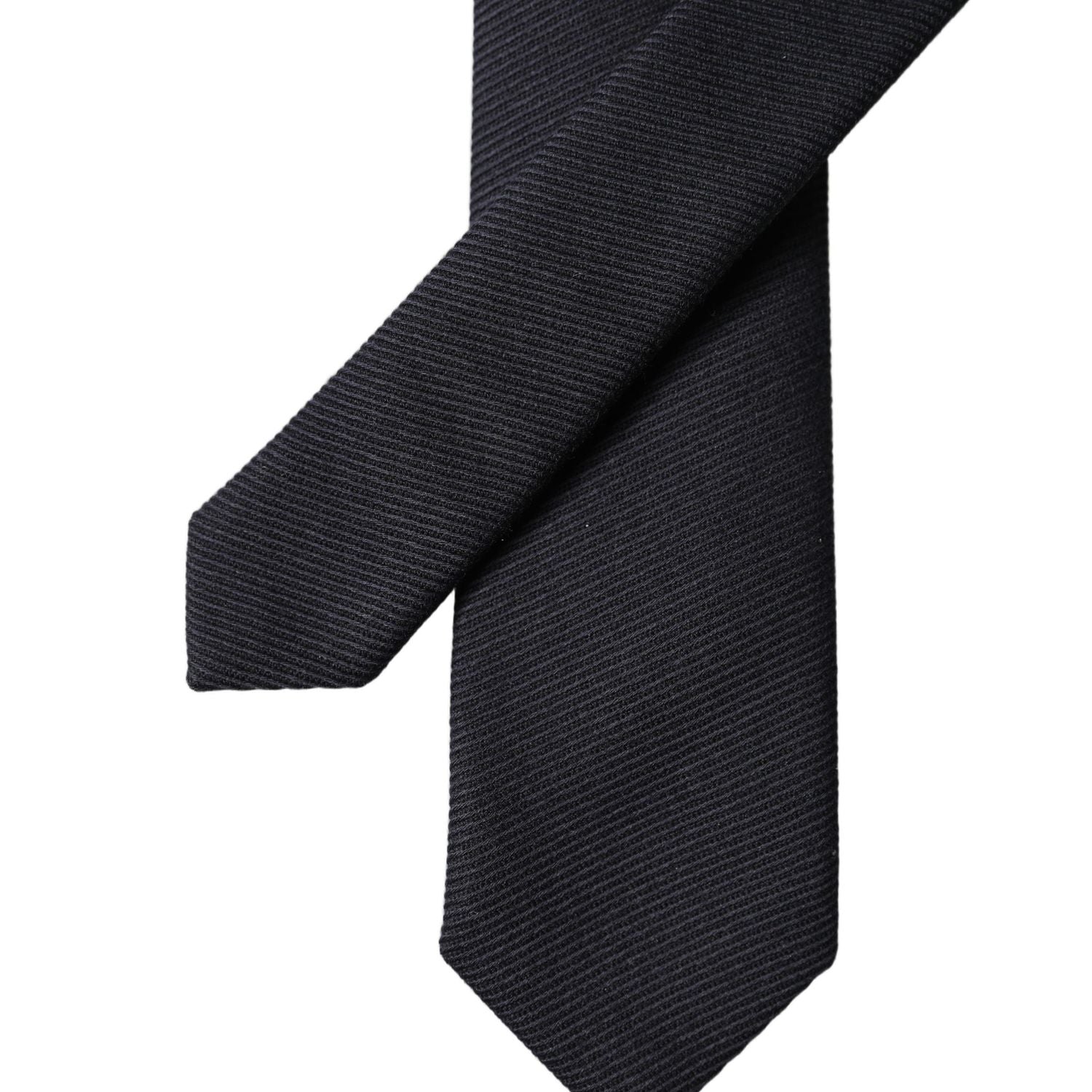 Dolce & Gabbana Dark Blue Solid 100% Silk Adjustable Men Tied Necktie Tie