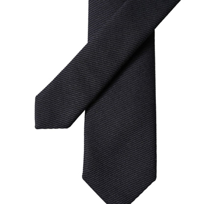 Dolce & Gabbana Dark Blue Solid 100% Silk Adjustable Men Tied Necktie Tie