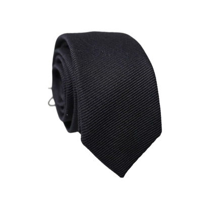 Dolce & Gabbana Dark Blue Solid 100% Silk Adjustable Men Tied Necktie Tie
