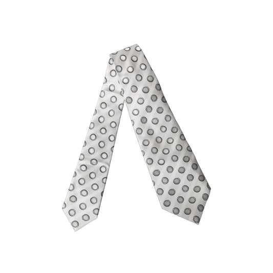 Dolce & Gabbana White Gray Polka Dot Silk Adjustable Women Necktie Tie