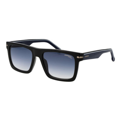 Carrera Black Acetate Sunglasses with blue gradient lenses, full-rim square frame, 100% UVA & UVB protection for men.