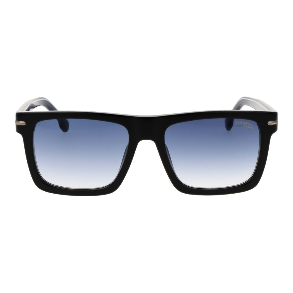 Carrera Black Acetate Sunglasses with blue gradient lenses and full-rim square frame for men, 100% UVA & UVB protection.