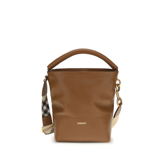 Burberry Brown Leather The B Clip Bucket Bag