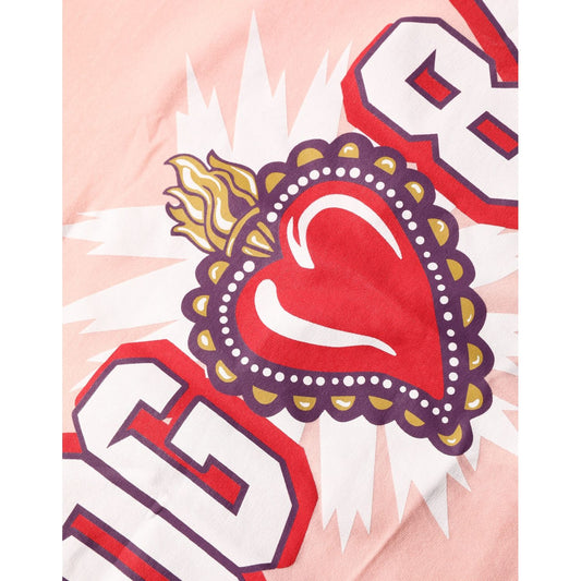 Dolce & Gabbana Pink Graphic Print Cotton Crew Neck T-shirt