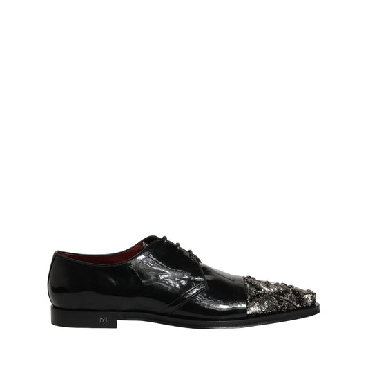 Dolce & Gabbana Black Embellished Derby Dress Formal Shoes