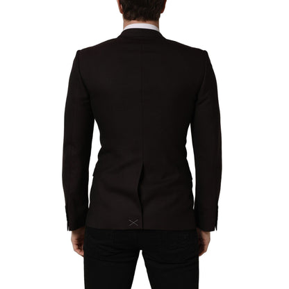 Dolce & Gabbana Brown Wool GOLD Single Breasted Men Jacket