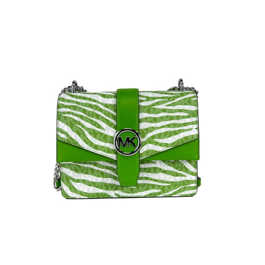 Michael Kors Greenwich Small Print Logo Crossbody Tote Chain Bag Jungle Green $498