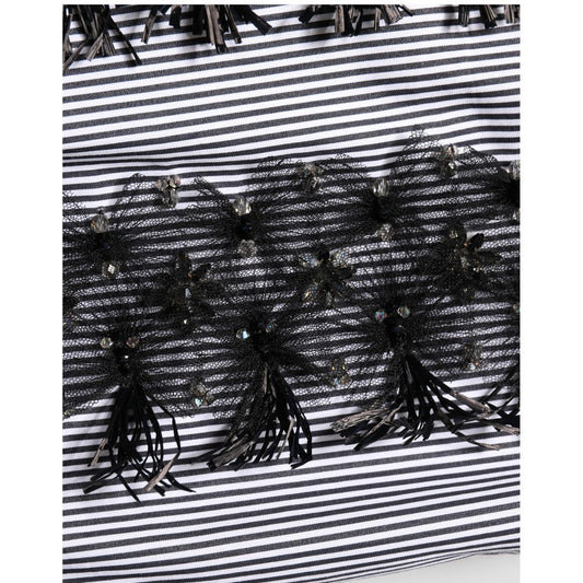 Dolce & Gabbana BlackGray Pinstripe Embellished Trouser Pants