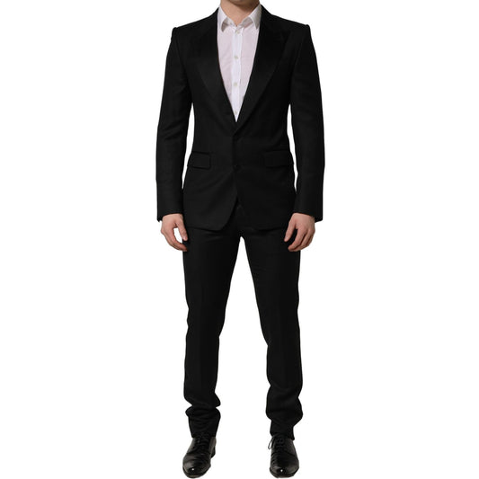 Dolce & Gabbana Black Wool Slim Fit Formal 2 Piece Men Suit