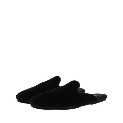 Dolce & Gabbana Black Suede Slides Flat Slipper Men Shoes