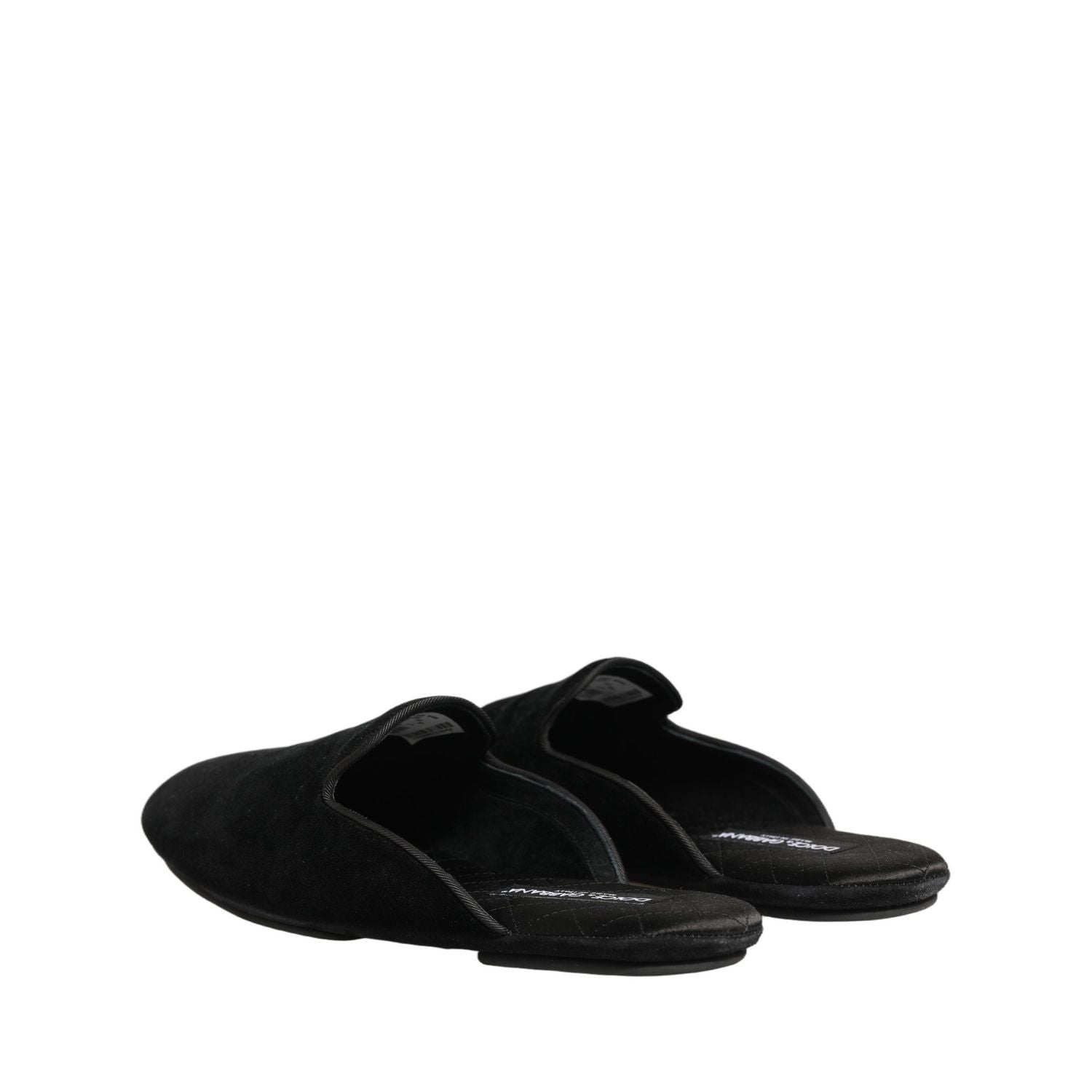 Dolce & Gabbana Black Suede Slides Flat Slipper Men Shoes