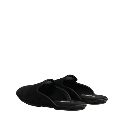 Dolce & Gabbana Black Suede Slides Flat Slipper Men Shoes