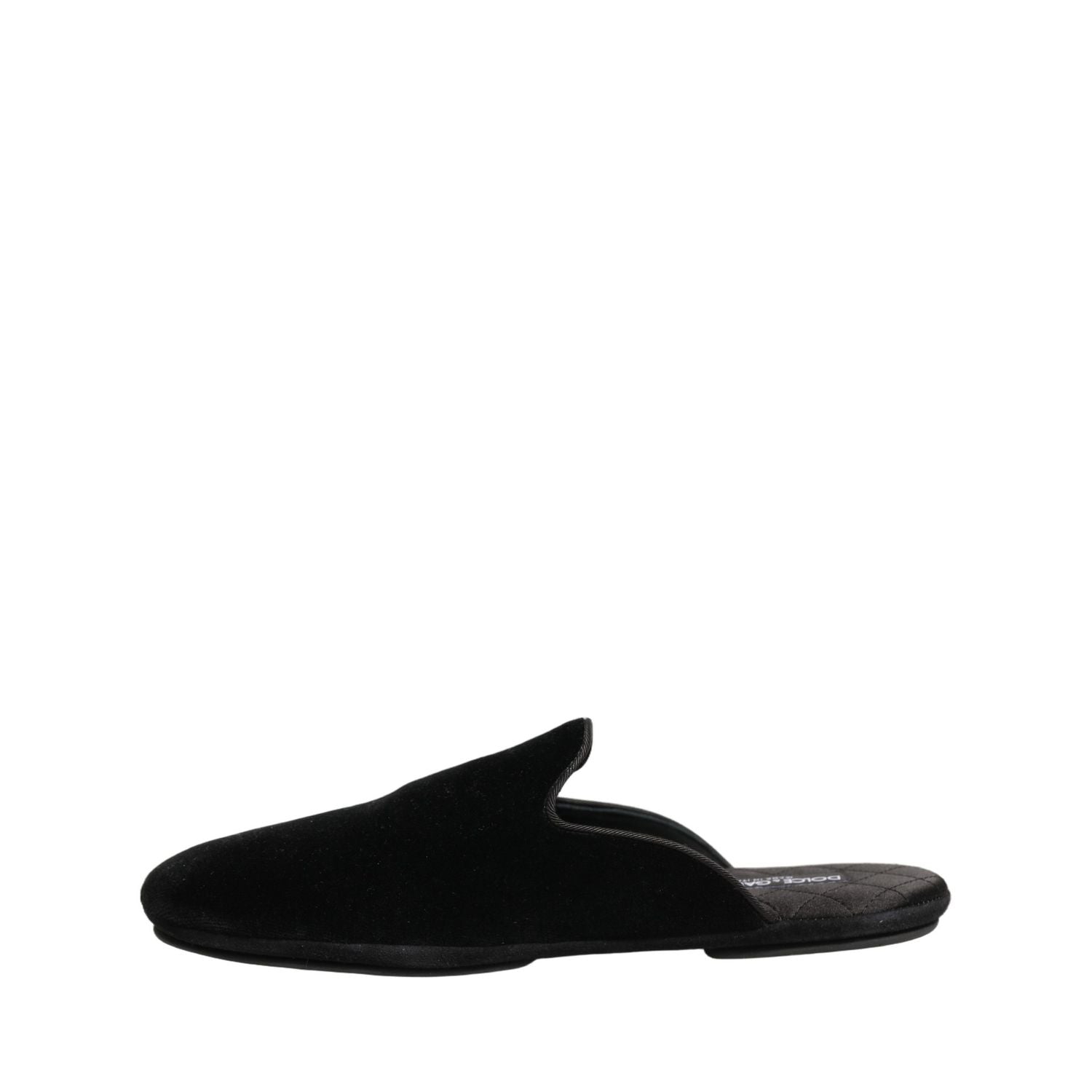 Dolce & Gabbana Black Suede Slides Flat Slipper Men Shoes