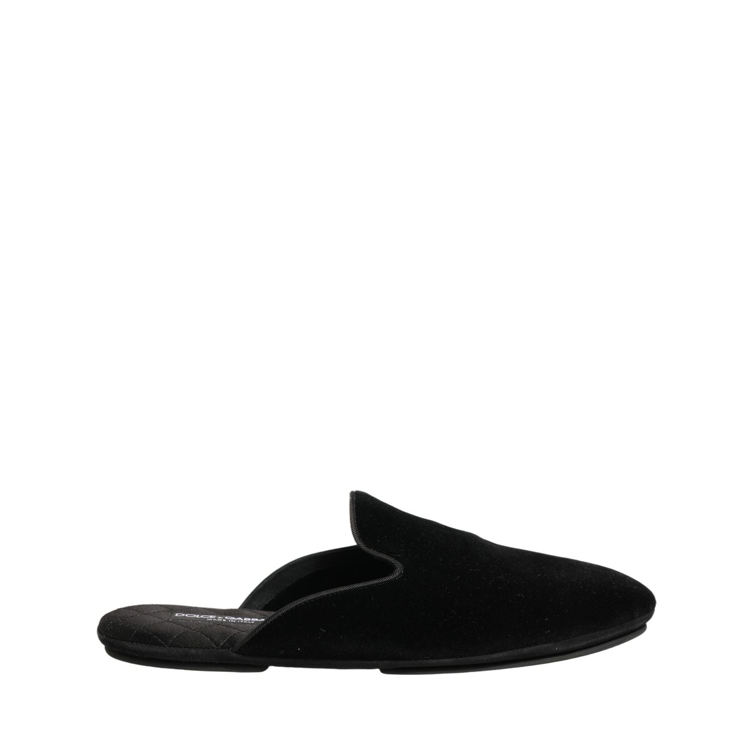 Dolce & Gabbana Black Suede Slides Flat Slipper Men Shoes